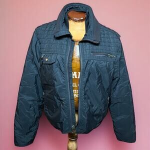 VINTAGE 80s Serac Helicopter Pilot Jacket Mens Size 44 Black Quilted Gore-Tex
